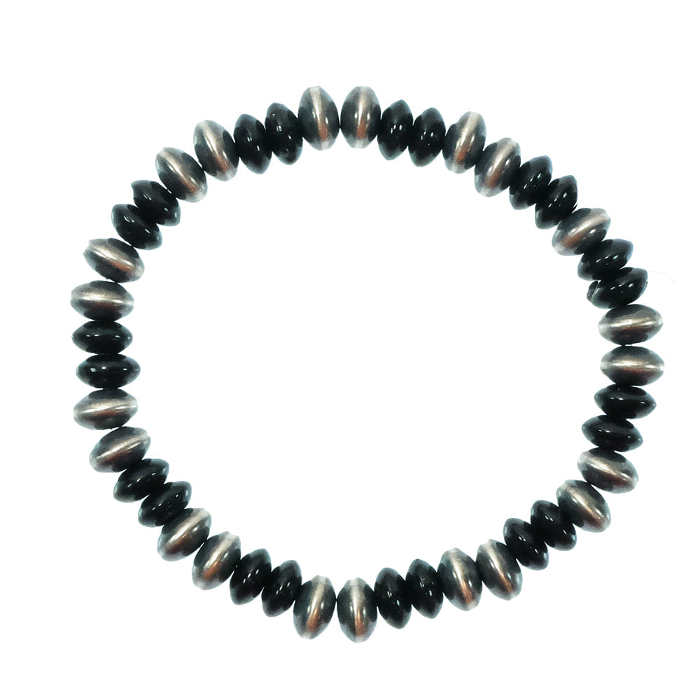 South Texas Tack Apparel Jewelry Onyx Oxidized Bead And Onyx Stretch Bracelet