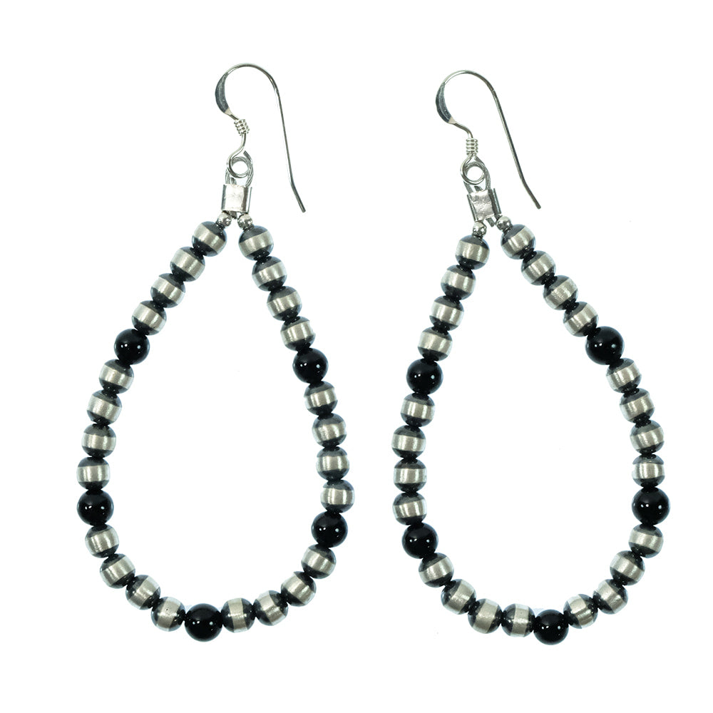 South Texas Tack Apparel Jewelry Onyx Oxidized Bead and Onyx Teardrop Earrings