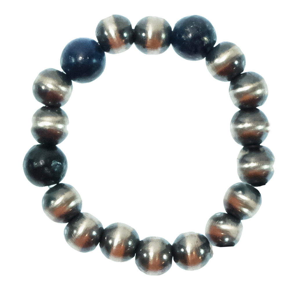 South Texas Tack Apparel Jewelry Oxidized Bead and Lapis Stacker Ring
