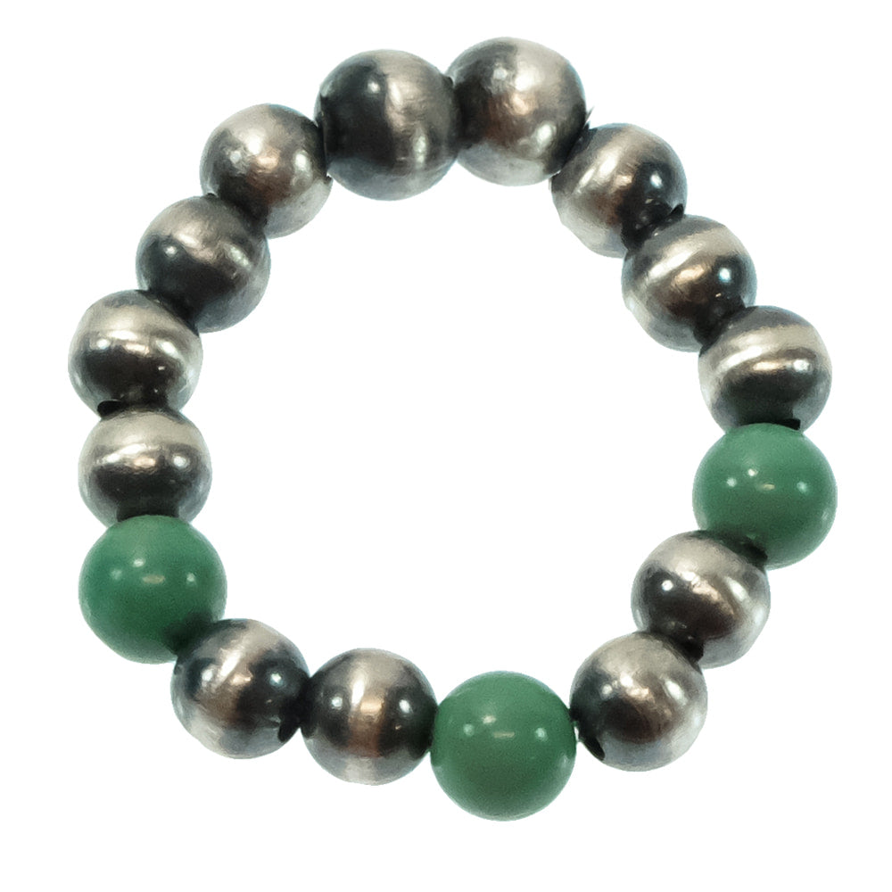 South Texas Tack Apparel Jewelry Oxidized Bead and Turquoise Stacker Ring