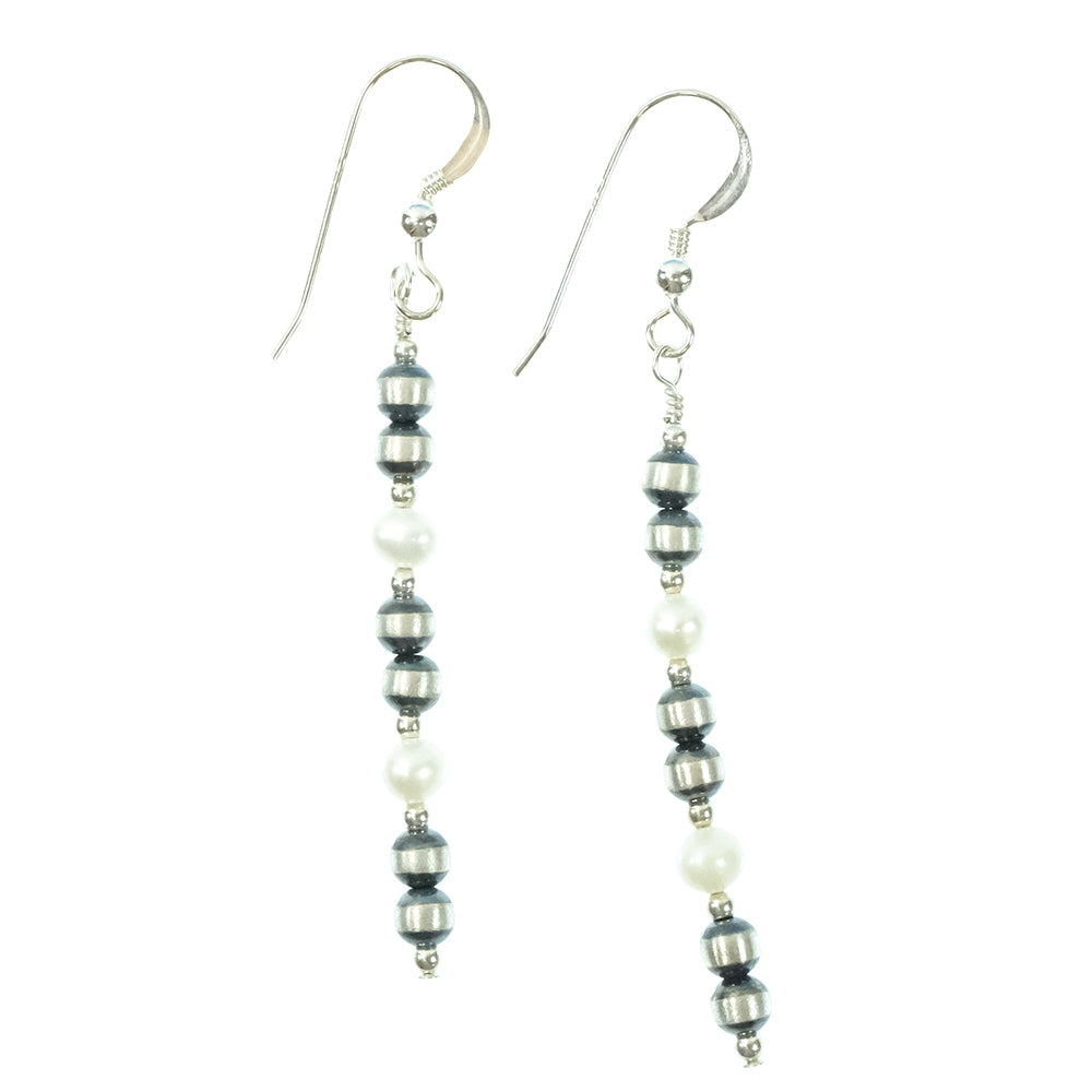 South Texas Tack Apparel Jewelry Pearl Oxidized Bead and Pearl Dangle Earrings