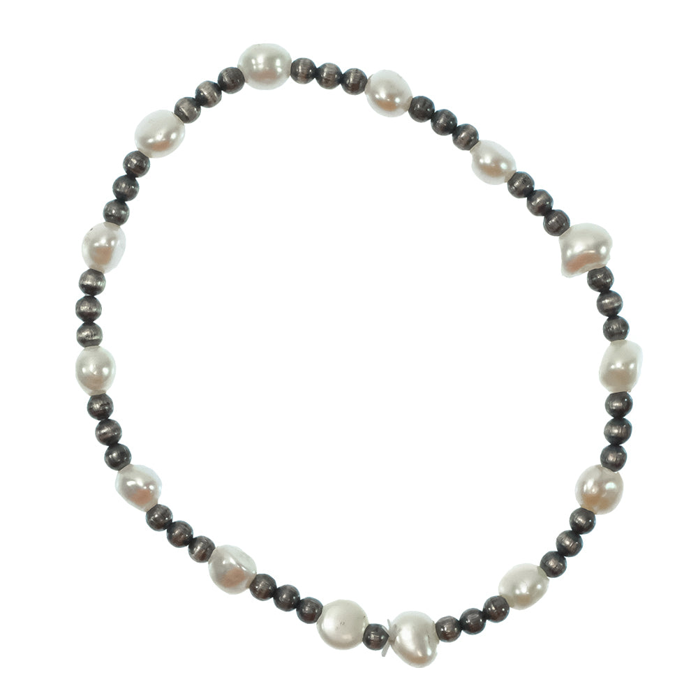 South Texas Tack Apparel Jewelry Pearl Pearl And Oxidized Stretch Bracelet