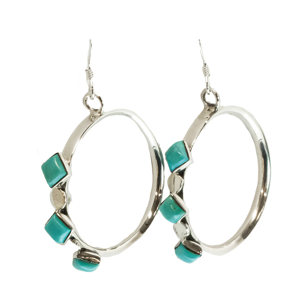 South Texas Tack Apparel Jewelry Phyllis A. Smith Native American Navajo Turquoise And Sterling Silver Dangling Earrings