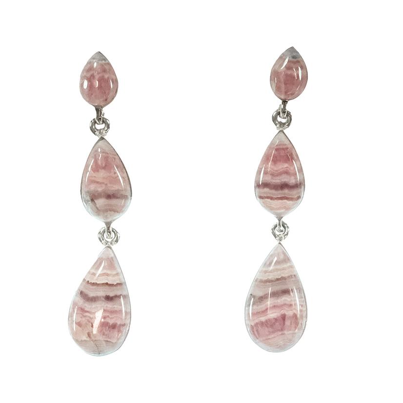 South Texas Tack Apparel Jewelry Pink/Silver South Texas Tack Pink And Silver 3 Stone Dangle Earring
