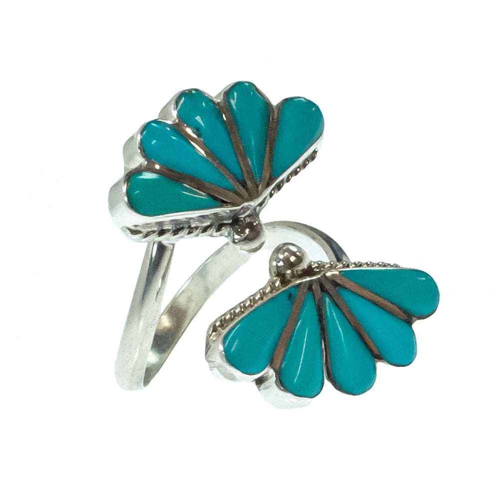 South Texas Tack Apparel Jewelry R.V.N. Native American Zuni Sterling Silver Turquoise Inlay Ring