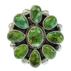 S.H. Native American Navajo Sterling Silver Sonora Gold Turquoise Ring