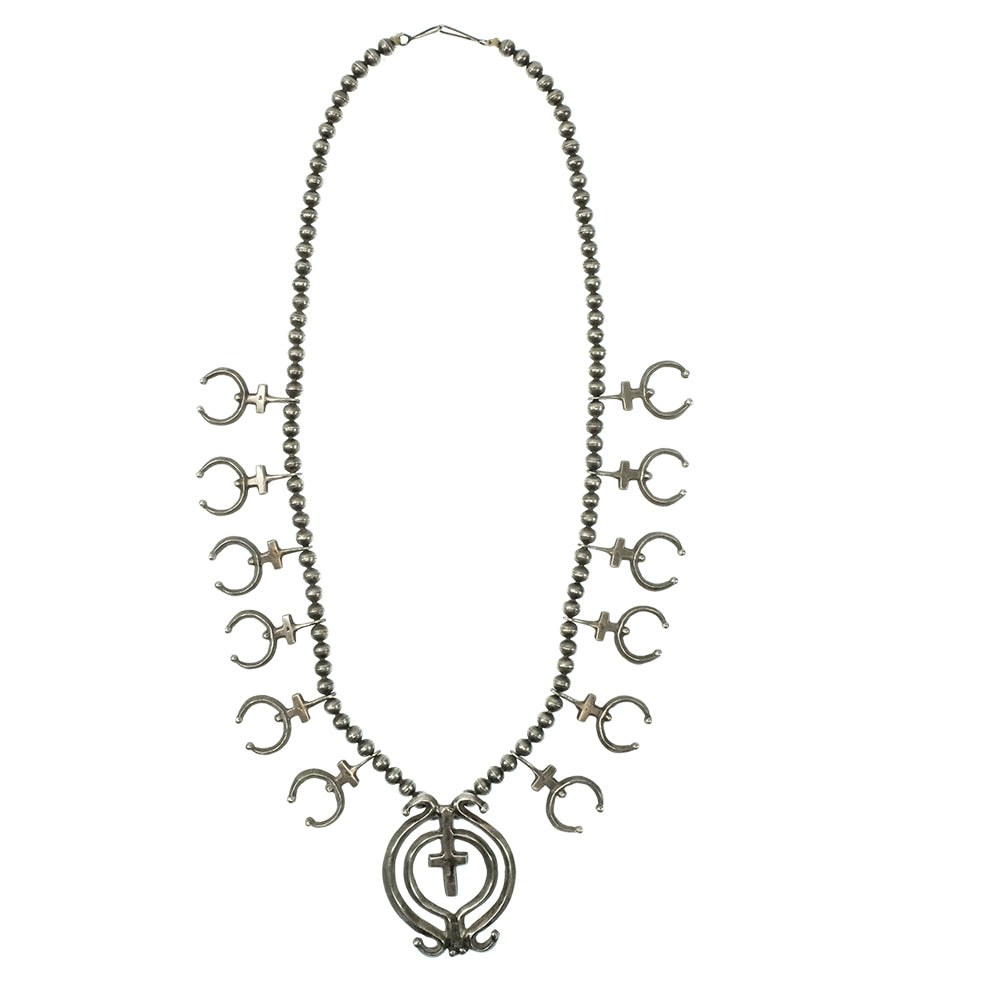 South Texas Tack Apparel Jewelry Silver 1930's Vintage Squash Blossom Necklace