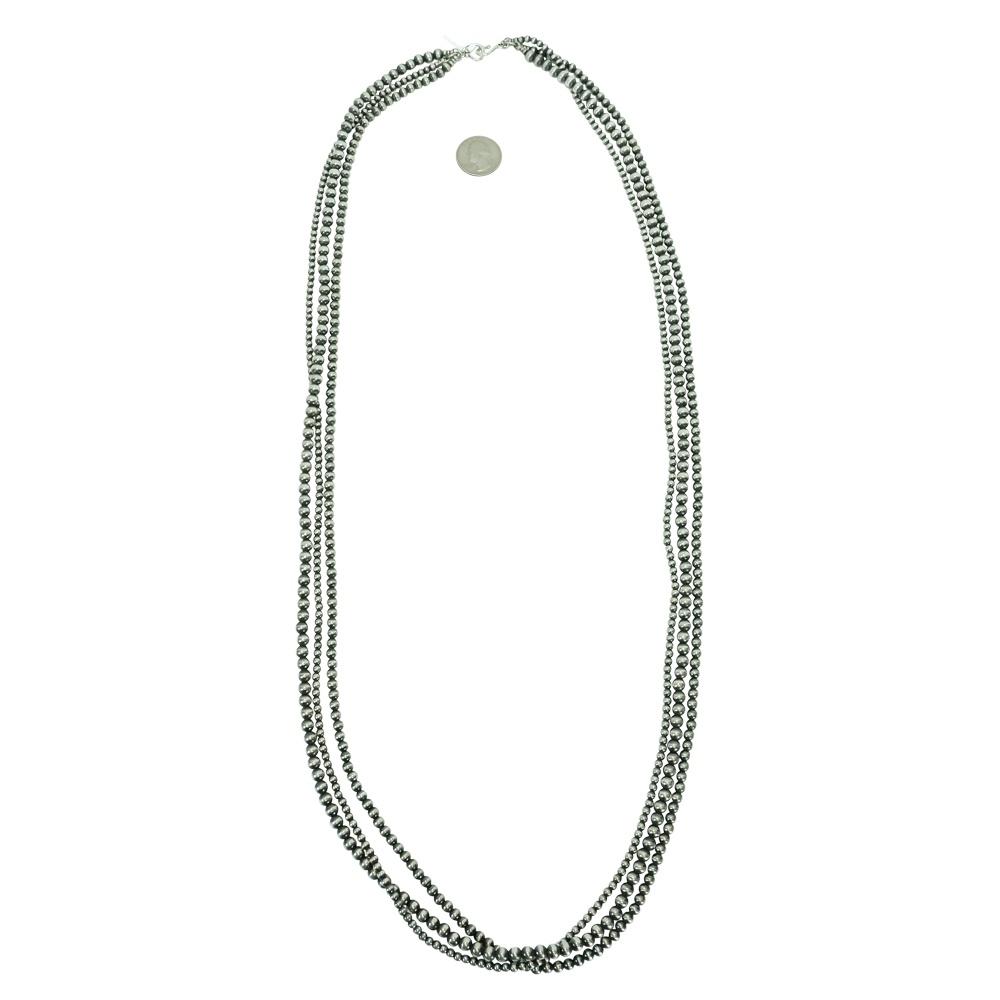 South Texas Tack Apparel Jewelry Silver / 42 Inch Navajo Pearl Strands Necklace - 4mm, 5mm, 6mm x 42inch Combo