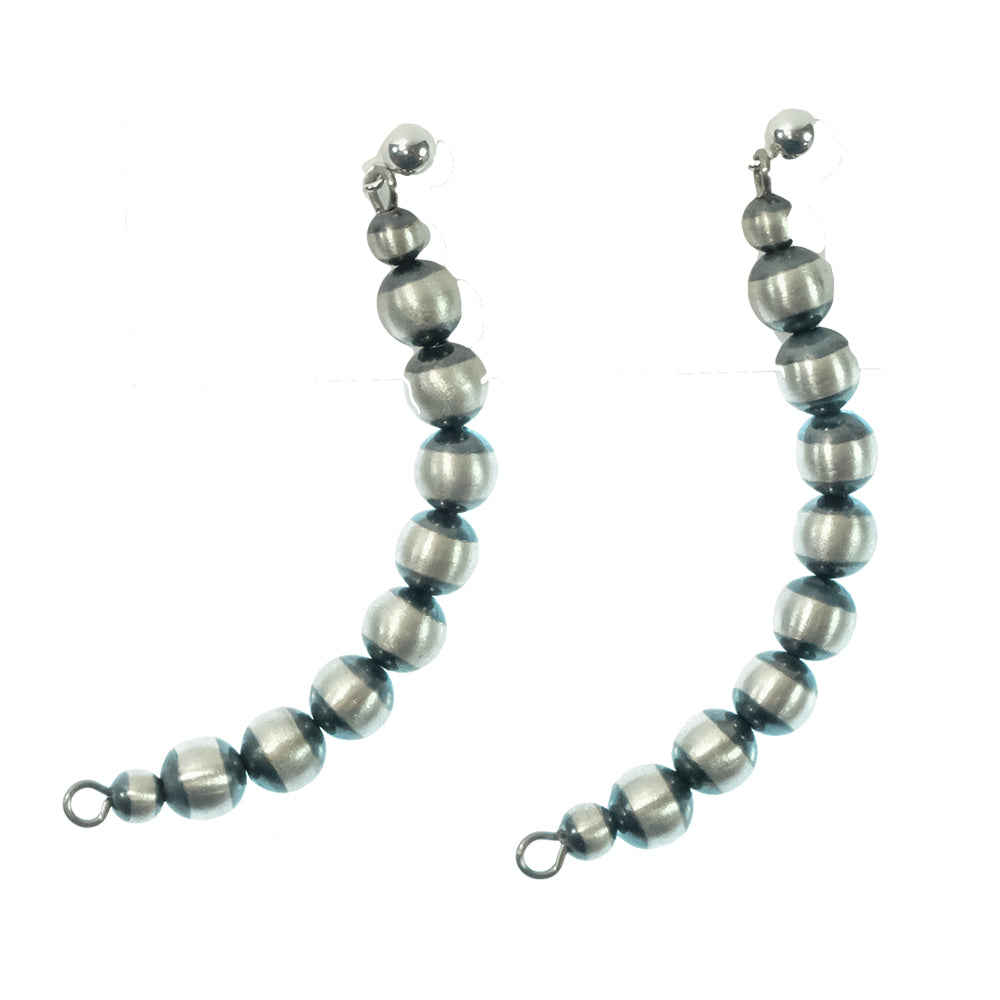 South Texas Tack Apparel Jewelry Silver Angled Drop Oxidized Bead Earrings