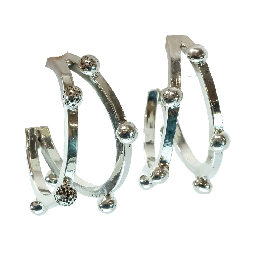 South Texas Tack Apparel Jewelry Silver Double Hoop With Dot Earrings