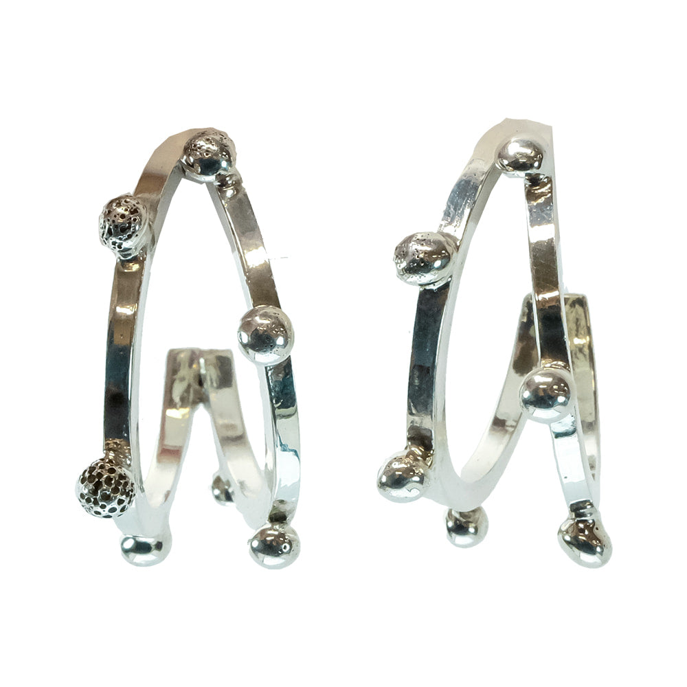 South Texas Tack Apparel Jewelry Silver Double Hoop With Dot Earrings