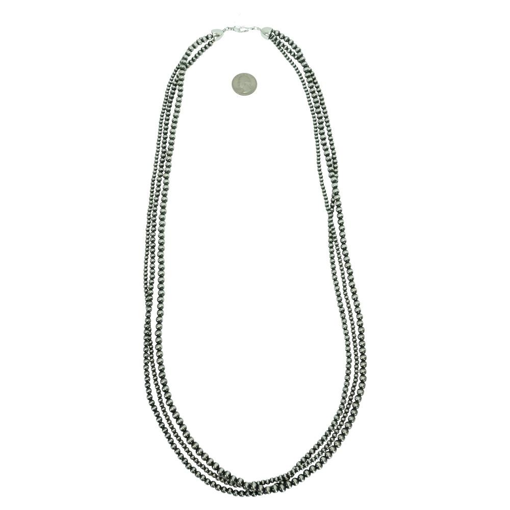 South Texas Tack Apparel Jewelry Silver / OSFA Navajo Pearl Three Strand Necklace - 4mm, 5mm, 6mm x 38inch