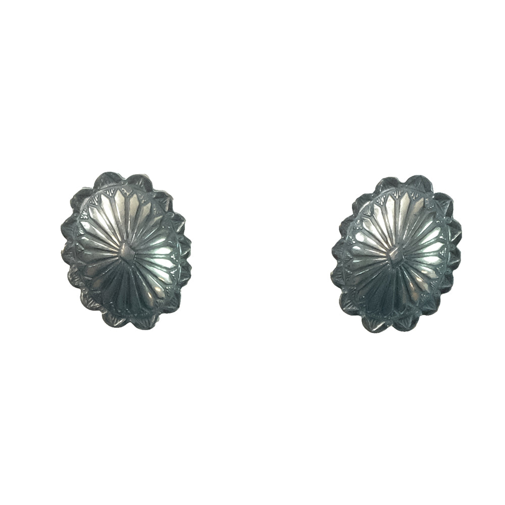 South Texas Tack Apparel Jewelry Silver Oval Concho Sterling Silver Earrings