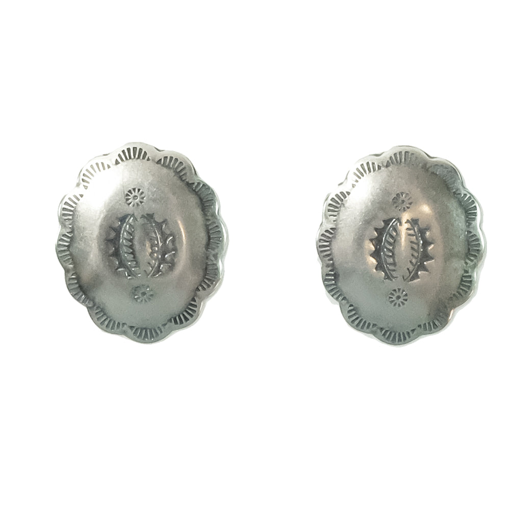 South Texas Tack Apparel Jewelry Silver Silver Concho Engraving Stud Earrings