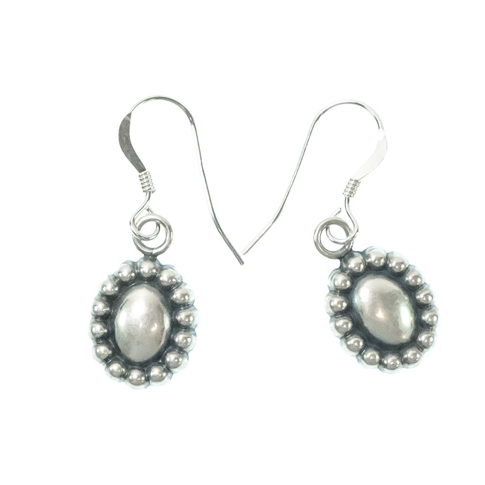 South Texas Tack Apparel Jewelry Silver Silver Oval with Dots Dangle Earrings