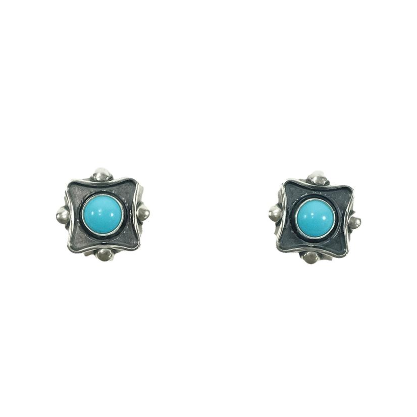 South Texas Tack Apparel Jewelry Silver/Turquoise South Texas Tack Silver Diamond Shape with Turquoise Stone Stud Earrings