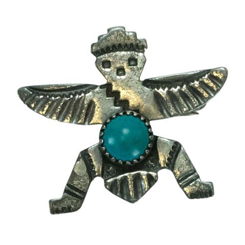 South Texas Tack Apparel Jewelry Silver/Turquoise Vintage Turquoise and Silver Zuni Knife Wing Pin