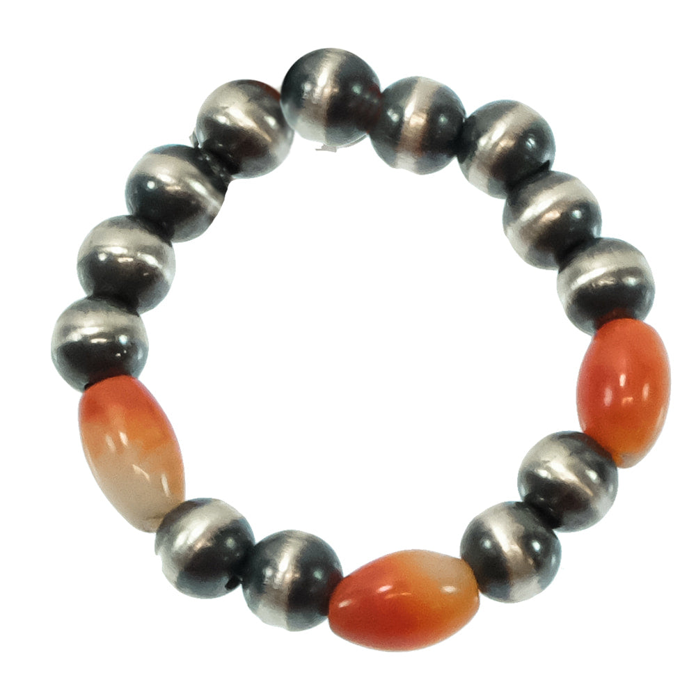 South Texas Tack Apparel Jewelry Spiny Oyster and Oxidized Bead Stacker Ring