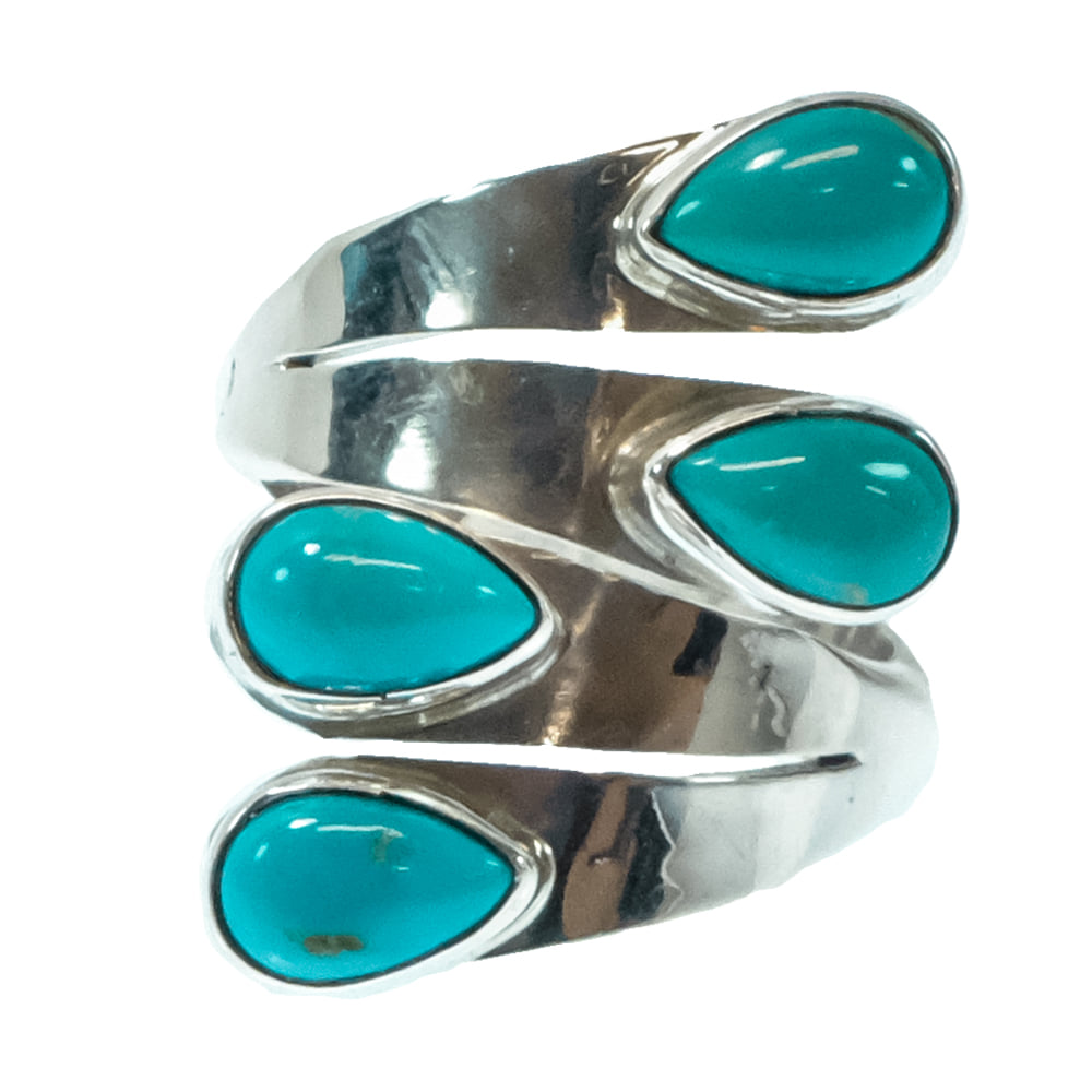 South Texas Tack Apparel Jewelry Thomas Yazzie Native American Navajo Sterling Silver Turquoise Bypass Ring