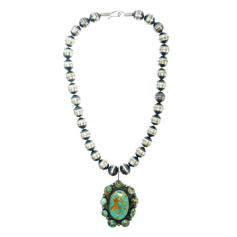 South Texas Tack Apparel Jewelry Turquoise / 18 Inch South Texas Tack Oxidized Bead Necklace with Royston Turquoise Pendant