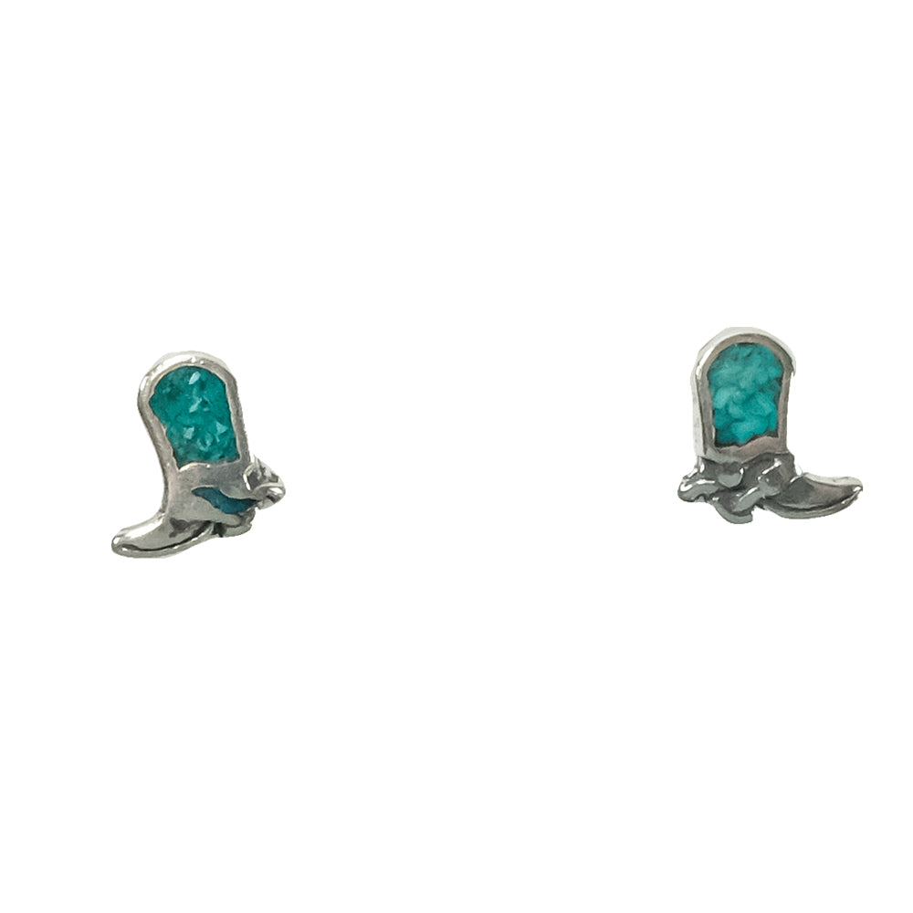 South Texas Tack Apparel Jewelry Turquoise Cowboot Turquoise Center Stud Earrings