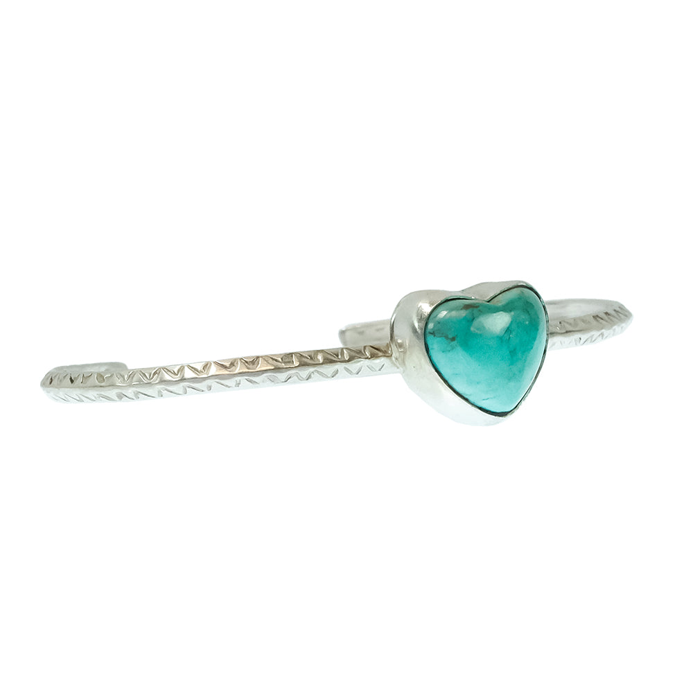South Texas Tack Apparel Jewelry Turquoise D Native American Navajo Sterling Silver Kingman Turquoise Heart Cuff Bracelet