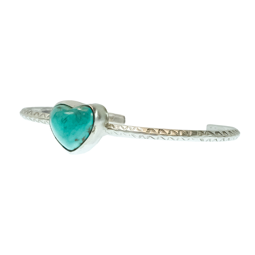 South Texas Tack Apparel Jewelry Turquoise D Native American Navajo Sterling Silver Kingman Turquoise Heart Cuff Bracelet