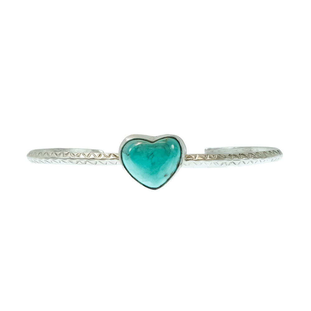 South Texas Tack Apparel Jewelry Turquoise D Native American Navajo Sterling Silver Kingman Turquoise Heart Cuff Bracelet