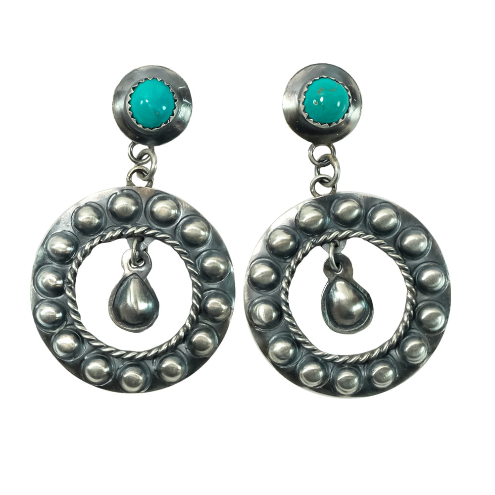 South Texas Tack Apparel Jewelry Turquoise Gabrielle Yazzie Native American Navajo Turquoise And Sterling Silver Earrings