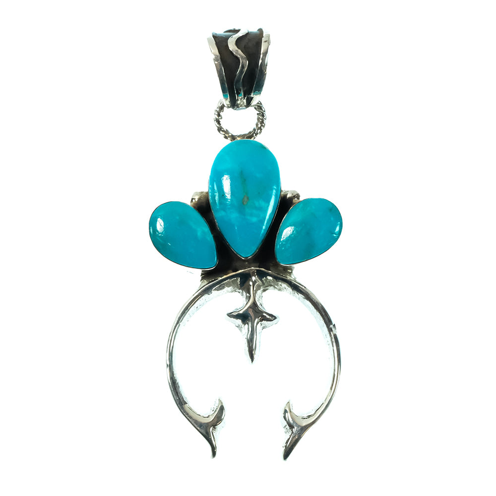 South Texas Tack Apparel Jewelry Turquoise Irvin Tsosie Native American Navajo Turquoise Naja Sterling Silver Pendant