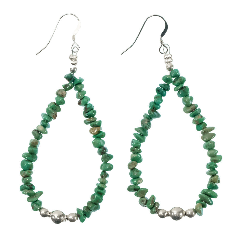 South Texas Tack Apparel Jewelry Turquoise Native American Navajo Pearl Bead Sterling Silver And Turquoise Dangling Earrings