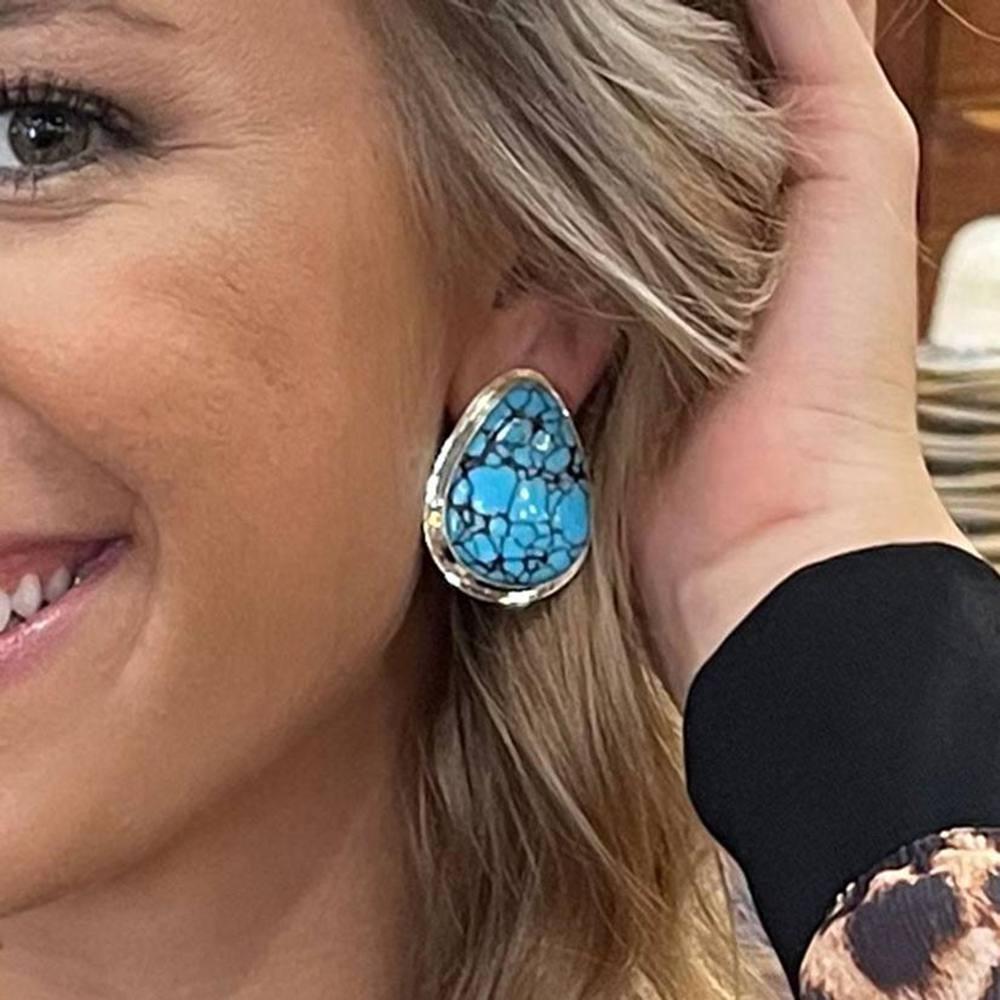 South Texas Tack Apparel Jewelry Turquoise Oversized Turquoise Stud Earrings