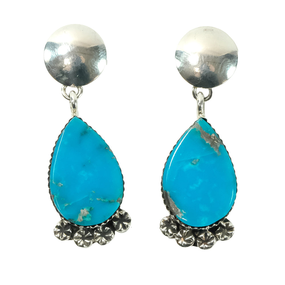 South Texas Tack Apparel Jewelry Turquoise Selina Warner Native American Navajo Sterling Silver And Turquoise Dangling Earrings