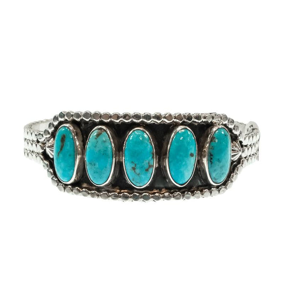Native American Navajo Sterling Silver Turquoise Bracelet Cuff by