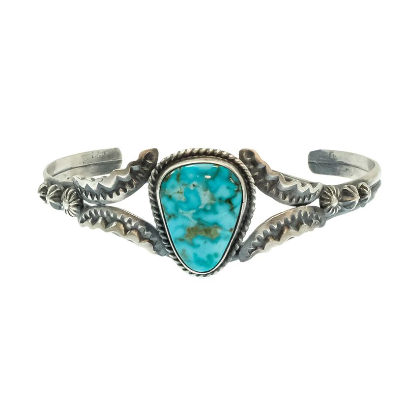 South Texas Tack Apparel Jewelry Turquoise/Silver Gilbert Tom Native American Navajo Sterling Silver Turquoise Bracelet Cuff