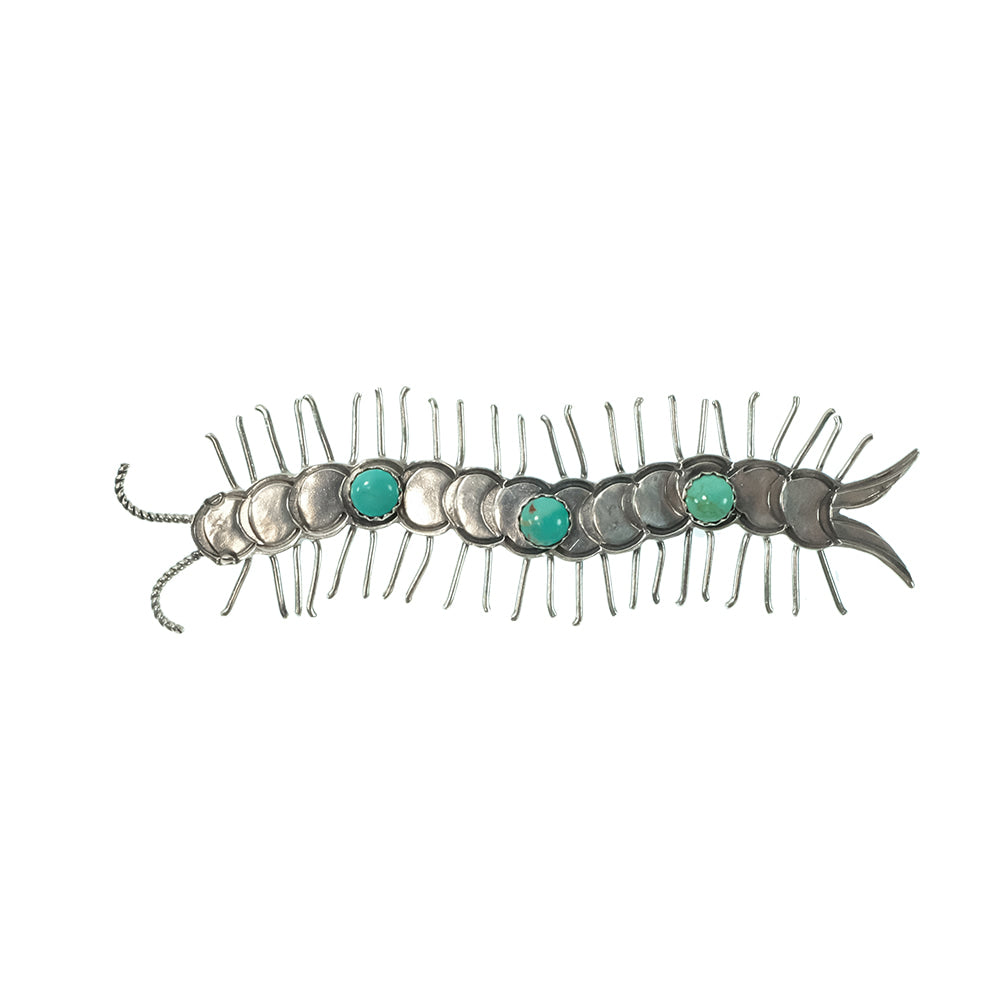 South Texas Tack Apparel Jewelry Turquoise/Silver Silver Centipede and Turquoise Stud Pin