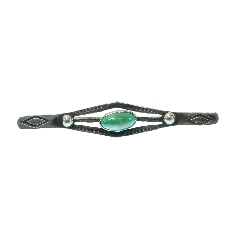 South Texas Tack Apparel Jewelry Turquoise/Silver Sterling Silver Bar Pin With Oval Turquoise Stone