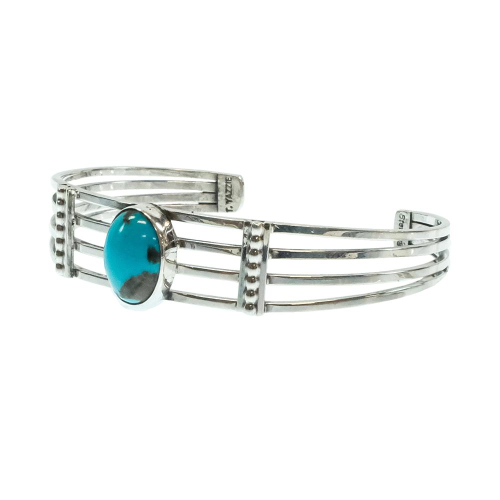 South Texas Tack Apparel Jewelry Turquoise/Silver Thomas Yazzie Native American Navajo Sterling Silver Turquoise Bracelet Cuff
