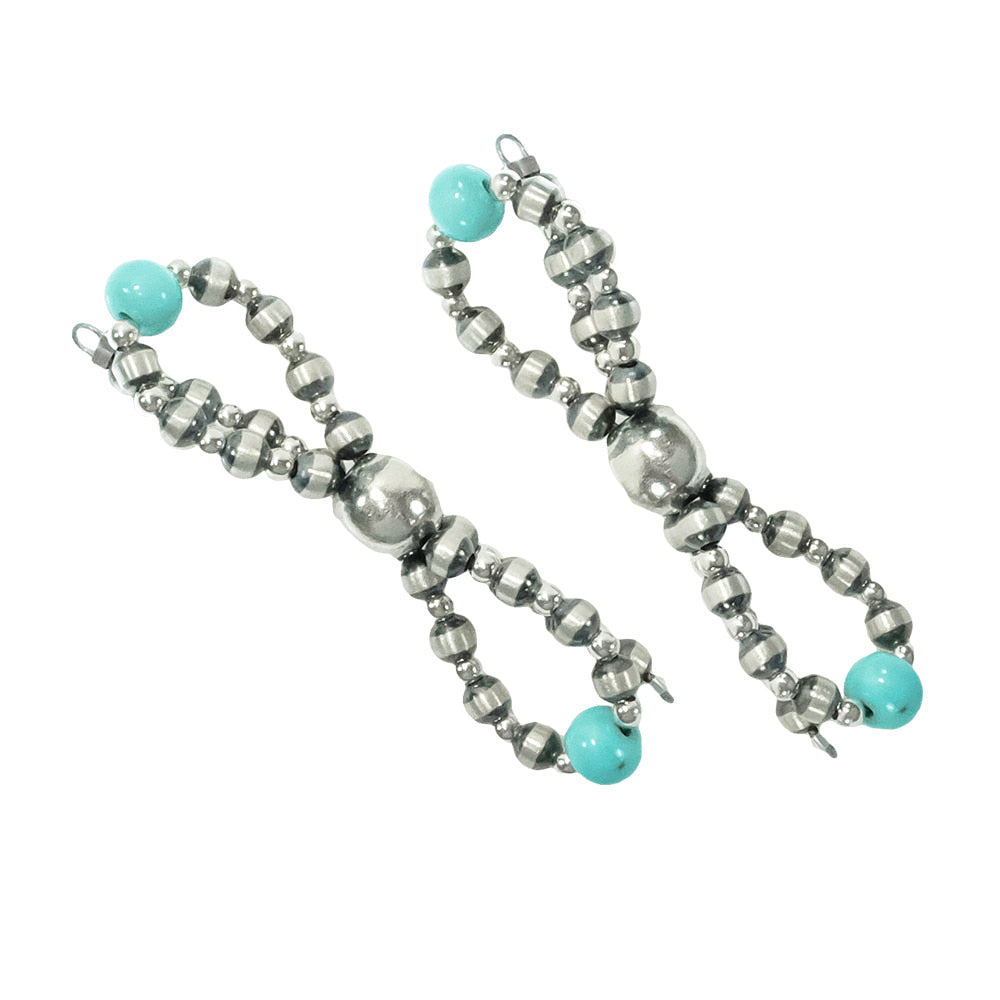 South Texas Tack Apparel Jewelry Turquoise/Silver Turquoise and Oxidized Bead Bow Earrings