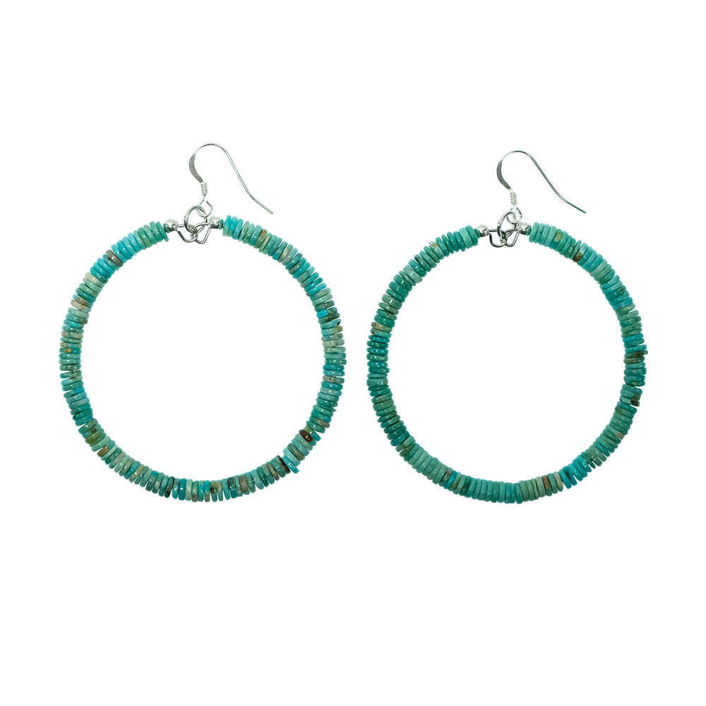 South Texas Tack Apparel Jewelry Turquoise South Texas Tack Native American Navajo Sterling Silver Turquoise Hoop Dangling Earrings