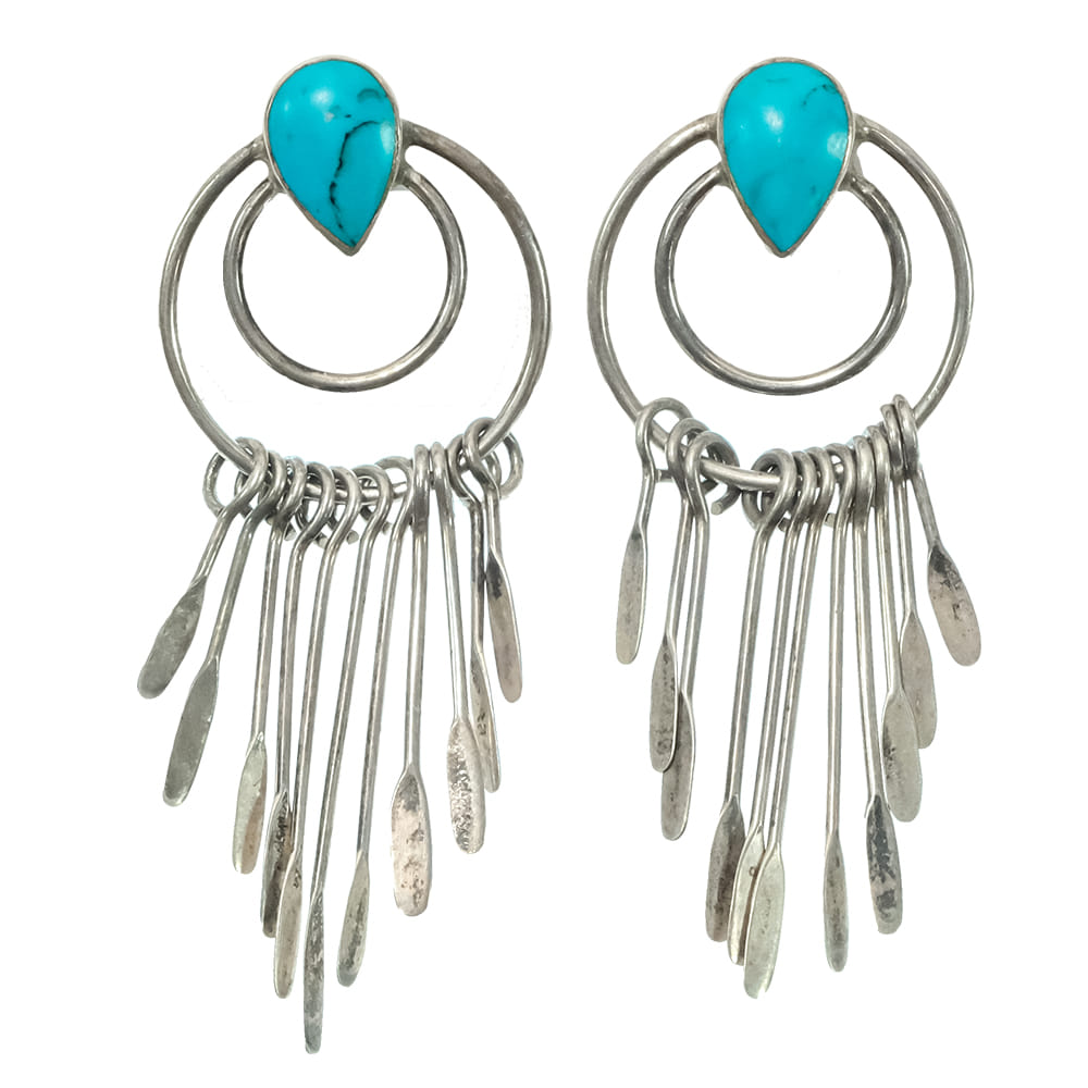 South Texas Tack Apparel Jewelry Turquoise South Texas Tack Silver Dangling Earrings
