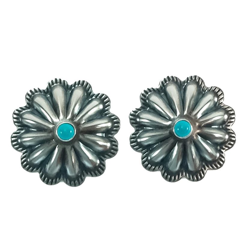 South Texas Tack Apparel Jewelry Turquoise STT Concho with Turquoise Stud Earrings