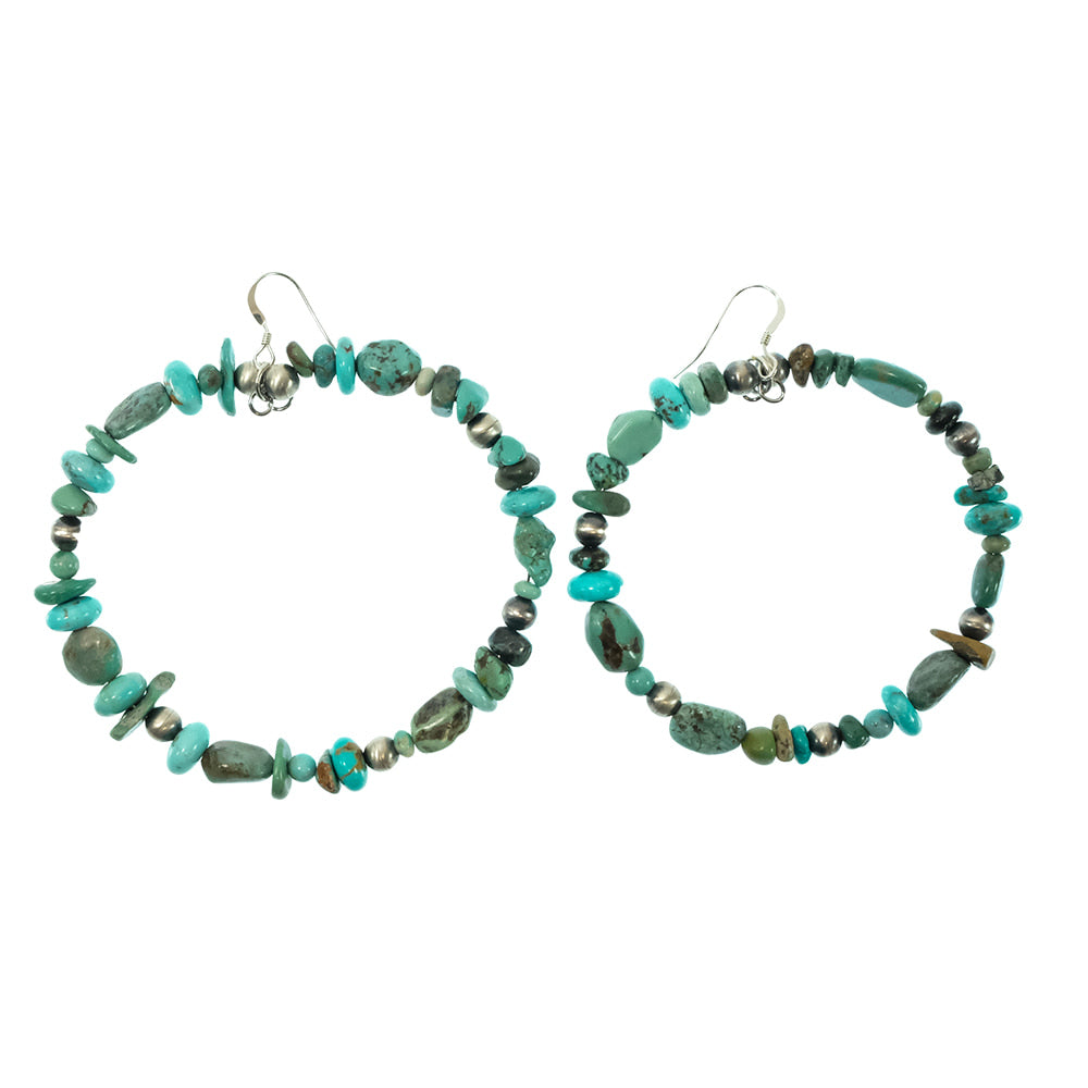South Texas Tack Apparel Jewelry Turquoise Turquoise Bead Native American Navajo Sterling Silver Dangling Earrings