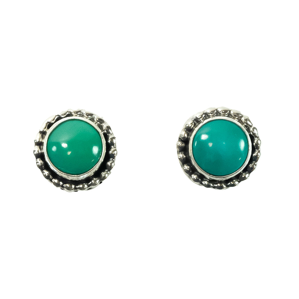 South Texas Tack Apparel Jewelry Turquoise Turquoise Stud And Sterling Silver Border Earrings