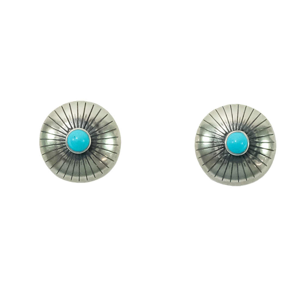 South Texas Tack Apparel Jewelry Turquoise Turquoise Stud Concho Line to the Edge Earrings