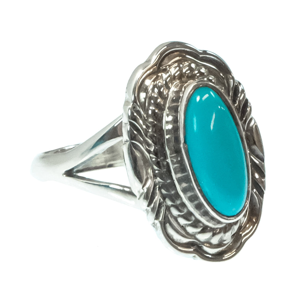 South Texas Tack Apparel Jewelry V. Chee Native American Navajo Sterling Silver Turquoise Ring