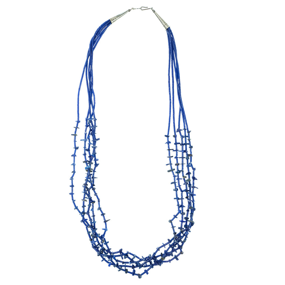 South Texas Tack Apparel Jewelry Vintage Navajo Sodalite Sterling Multi Strand Chunky Necklace
