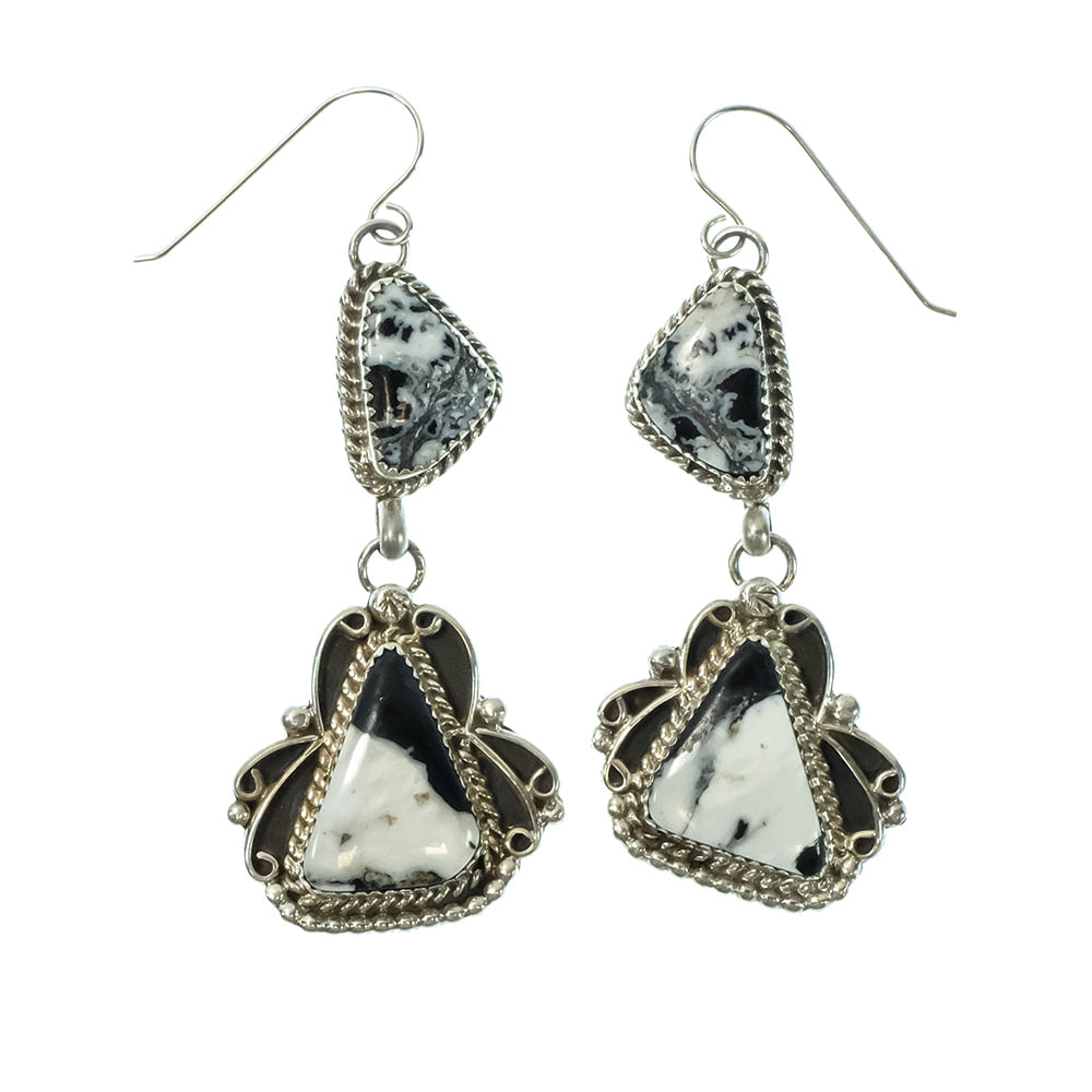 South Texas Tack Apparel Jewelry White Cabochon White Buffalo Earrings