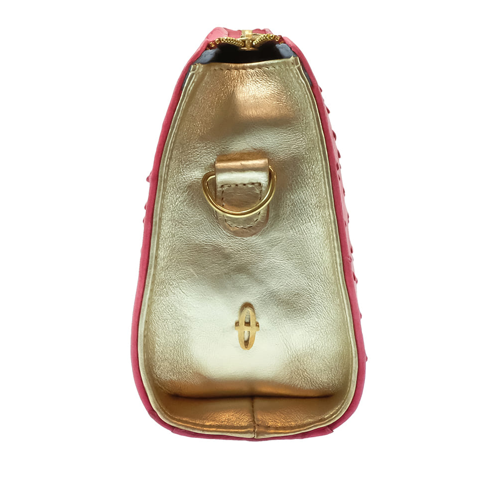 South Texas Tack Apparel Other South Texas Tack Juno Full Quill Pink Ostrich with Gold Cowhide Crossbody Purse