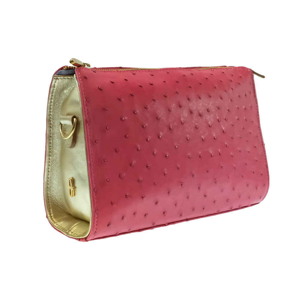 South Texas Tack Apparel Other South Texas Tack Juno Full Quill Pink Ostrich with Gold Cowhide Crossbody Purse